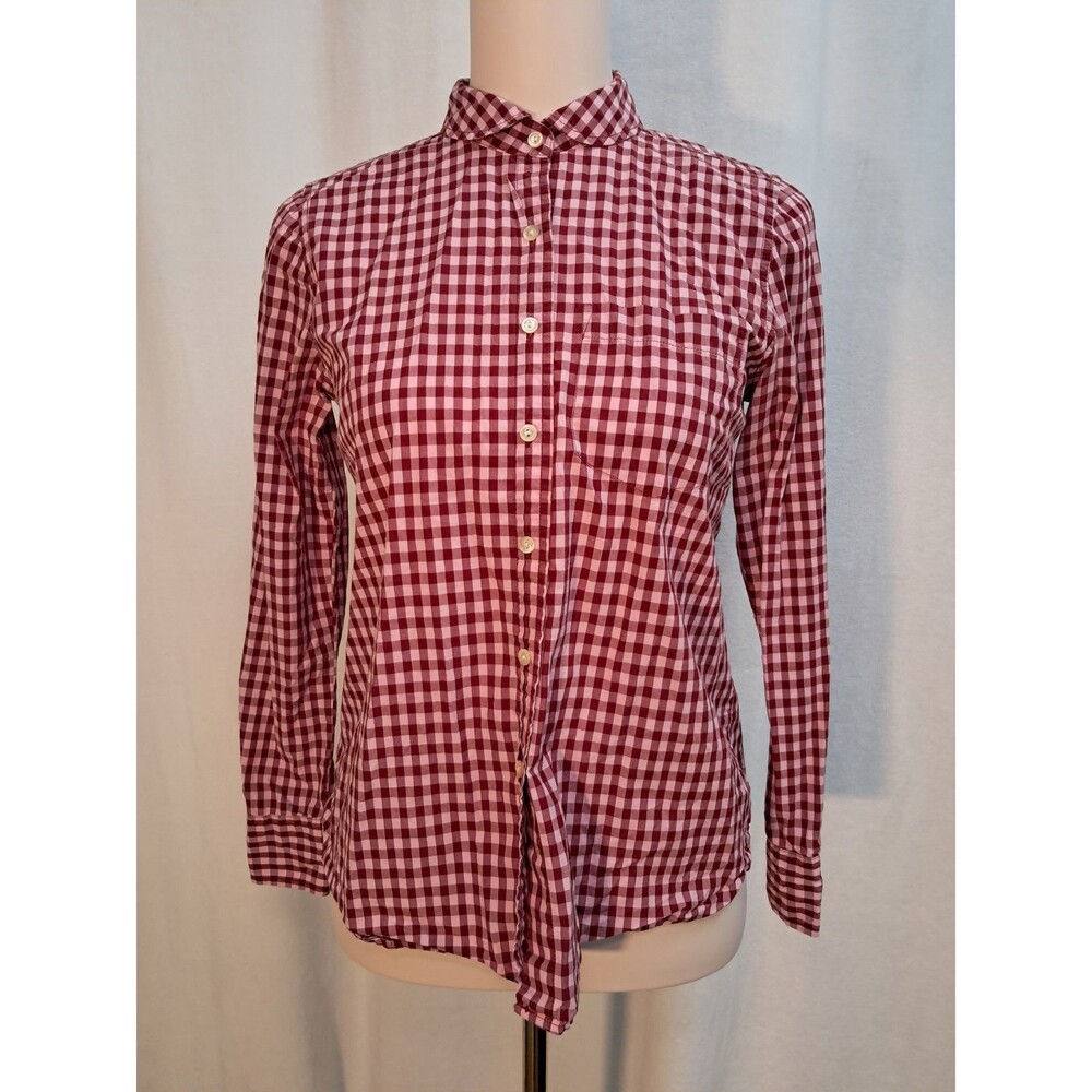 J.Crew Gingham Cotton Boy Fit Shirt Long Sleeve Red Pink F5712 Size 4P
